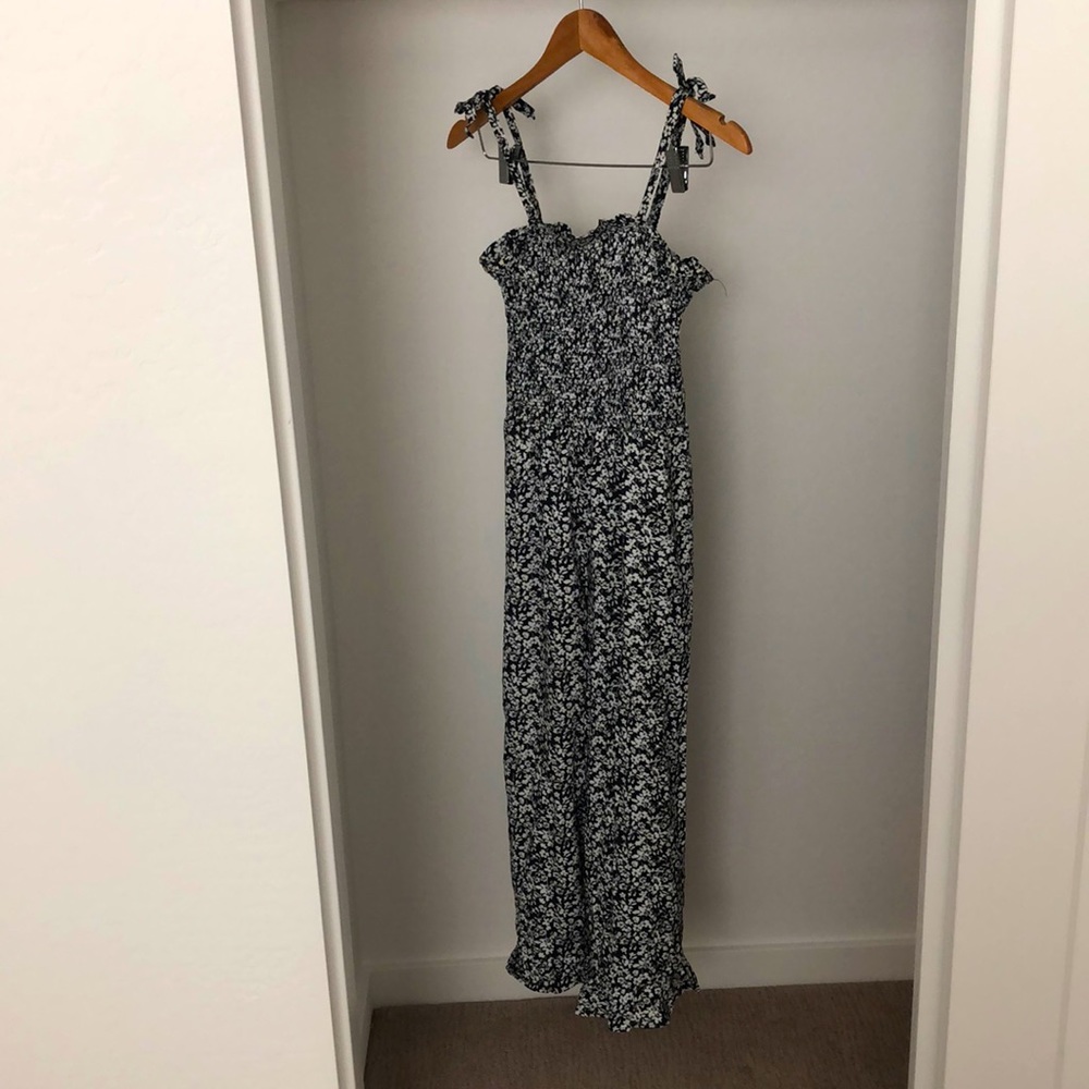 Navy and white floral jumpsuit